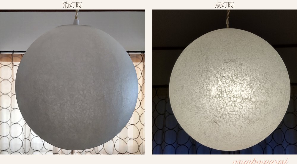 KoMorebiの消灯時と点灯時の比較写真